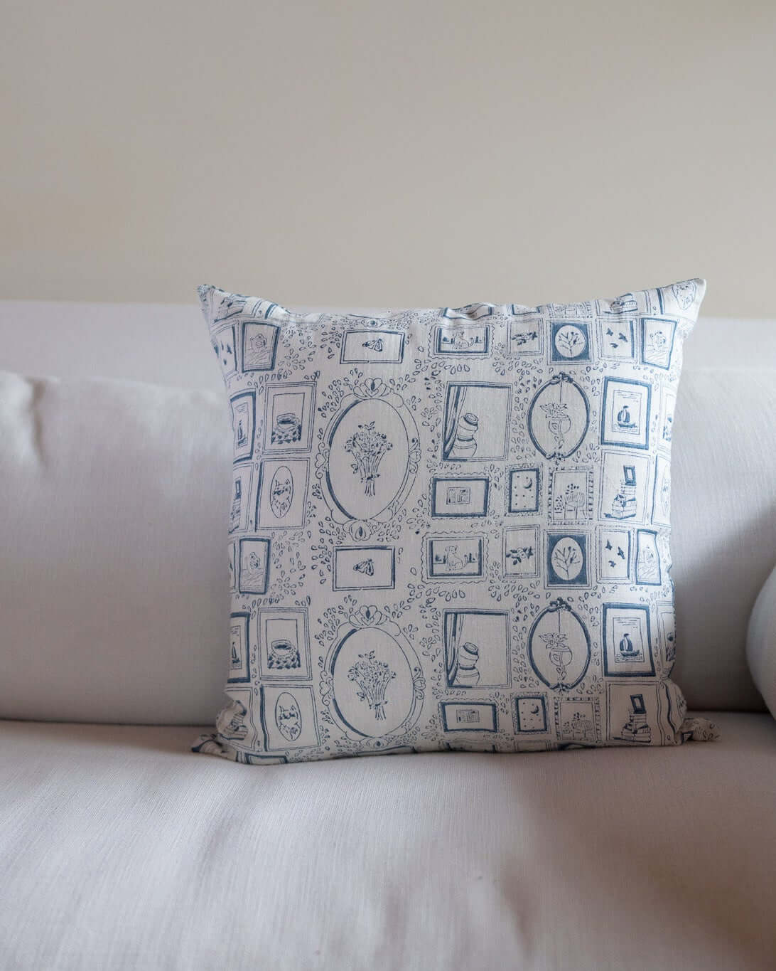 Wall Of Frames - Hand Block Printed Pillow  Cover