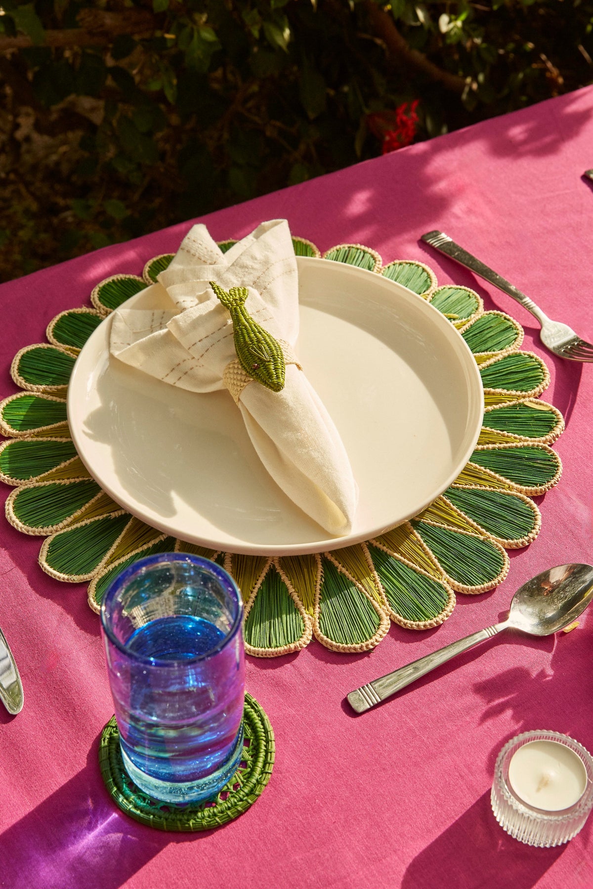 S/2 Drops Placemat Dark - Green/Olive