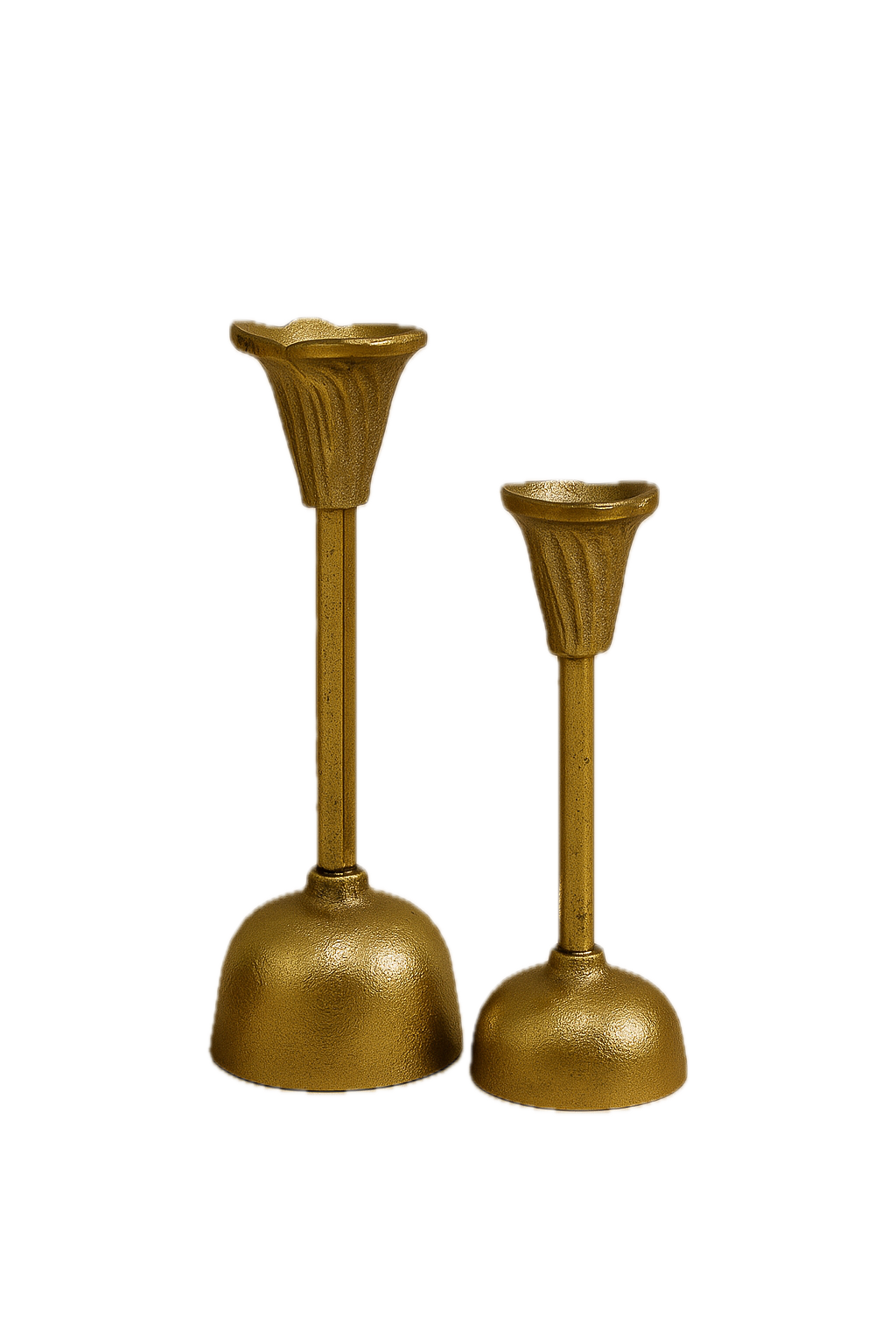 Bloom Candle Holder – Hand-Cast Gold Aluminium Fluted Taper Candle Stand