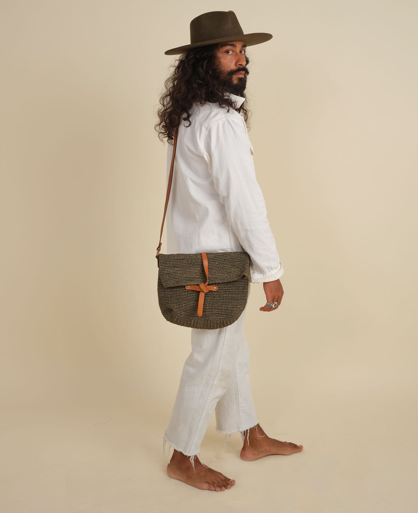 Carmen Woven Crossbody Bag | Sage Green