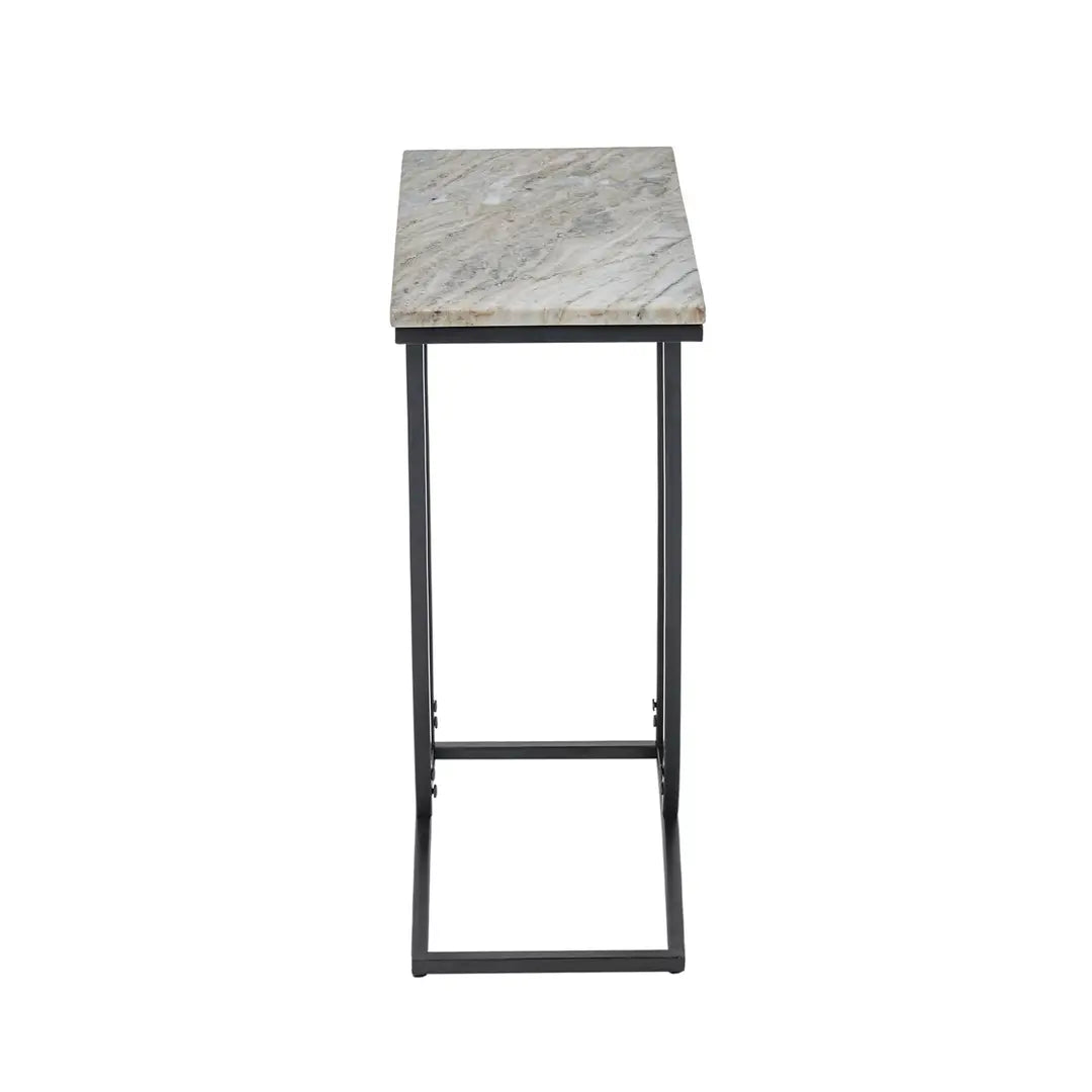 C-Shape Side Table with Marble Top