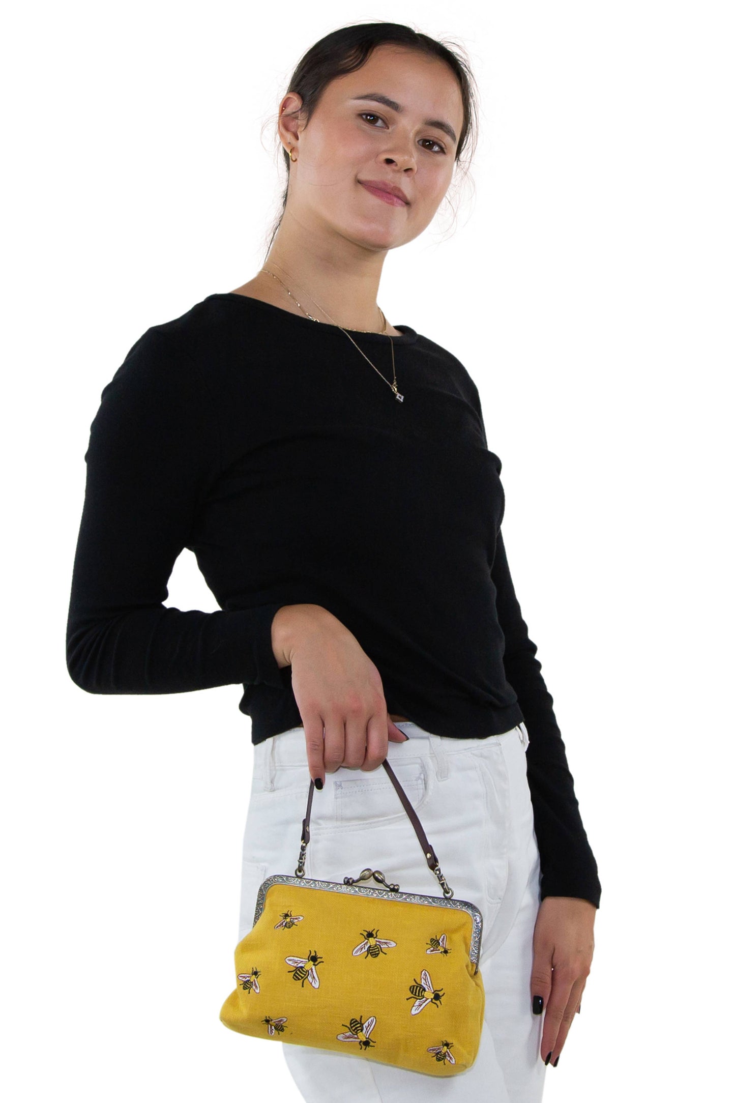 Bees Kisslock Handbag: Black - Osadia Concept Store