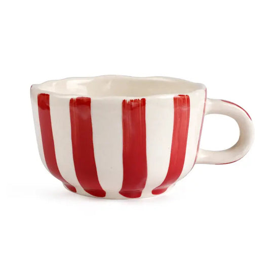 Red Cappuccino Cup | Handpainted Ceramic | 2.9 x 3.9 in