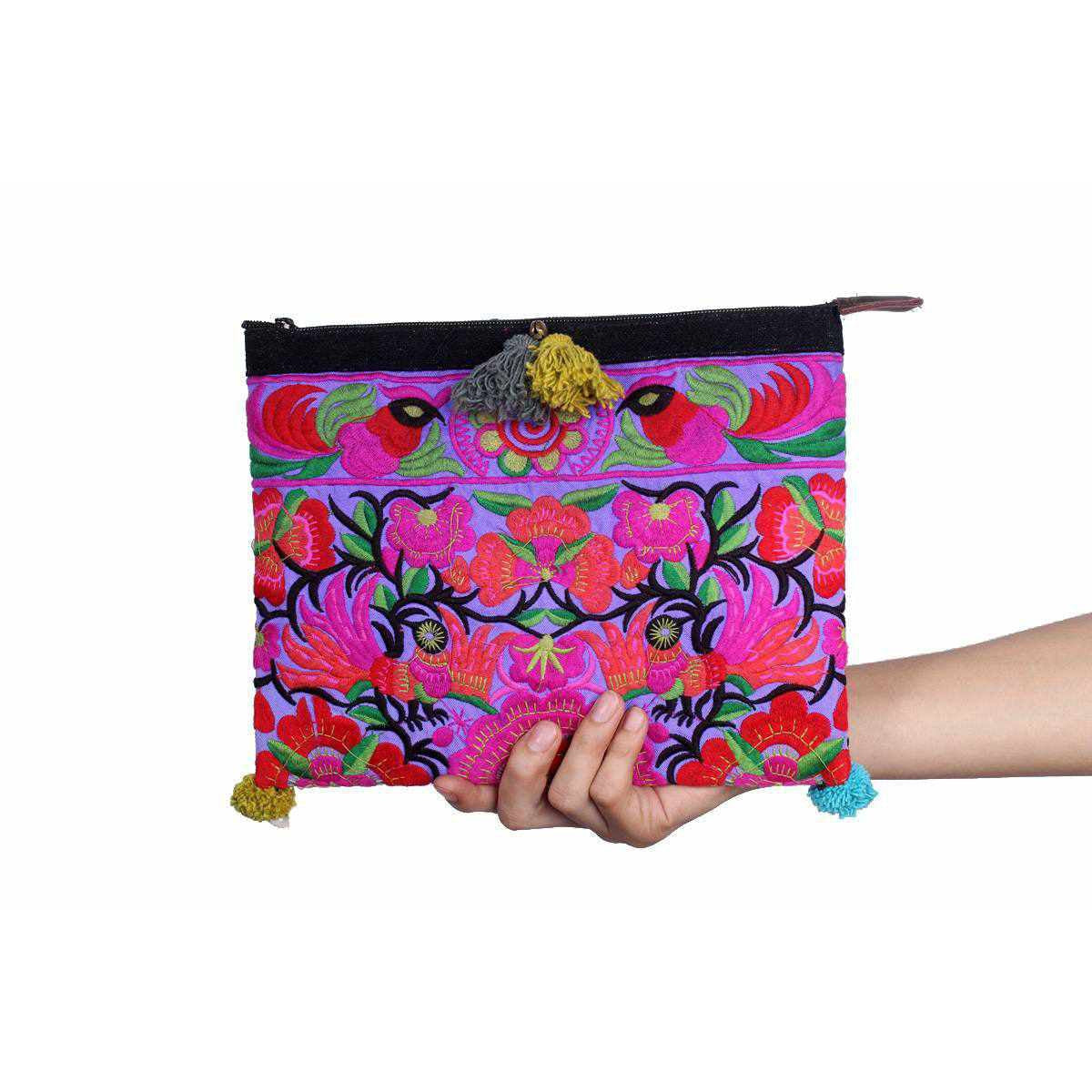Handcrafted Embroidered Clutch | iPad Bag - Thailand