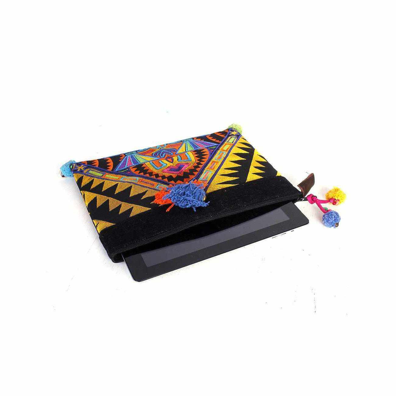 Handcrafted Embroidered Clutch | iPad Bag - Thailand