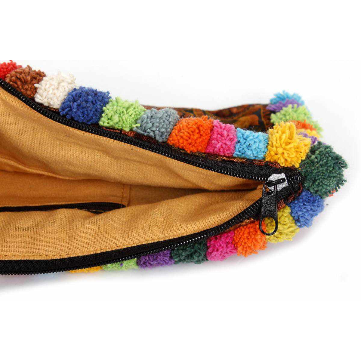 Rocio Multi-Color Pom Pom Wristlet Bag - Thailand