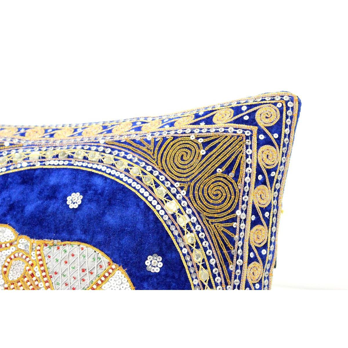 Thai Elephant Embroidered Pillow Cover - Thailand
