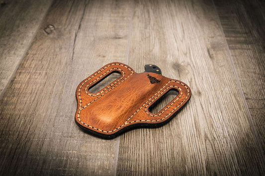 Custom Leather Knife Sheath - Chestnut Brown