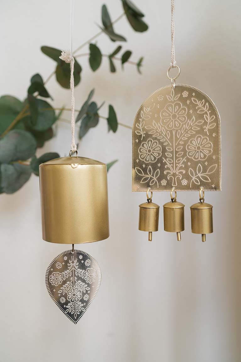 Haveli Wind Chime, Etched Brass - Fair Trade Decor - Osadia Concept Store