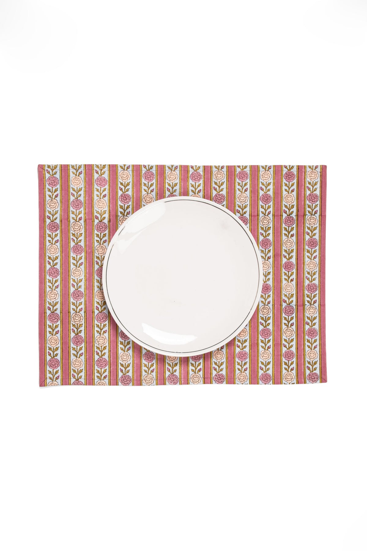Vintage Floral Stripes Placemat, Set of 2