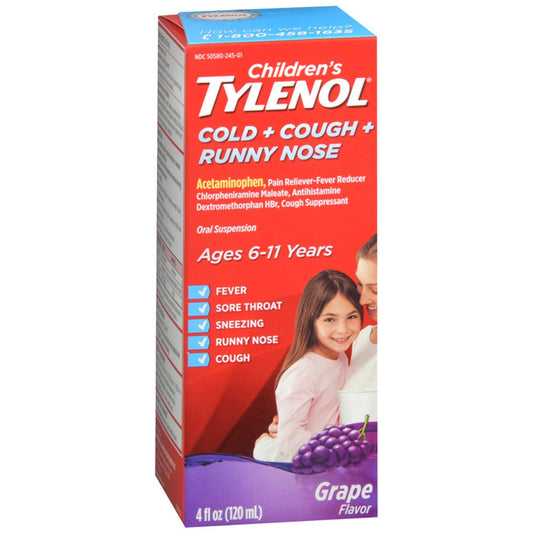 Children's Tylenol Cold + Cough + Runny Nose, Grape Flavor 4 Fl Oz