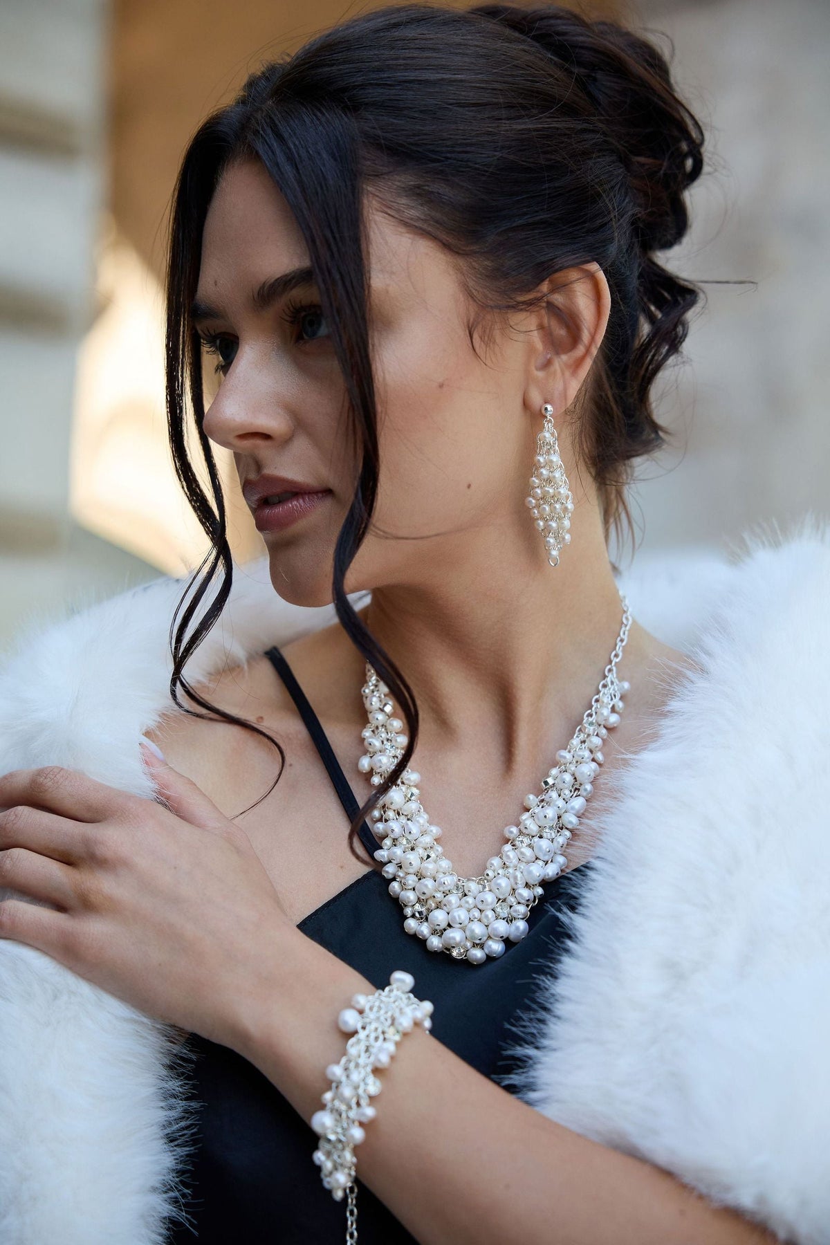 Cascading Pearl Statement Bracelet