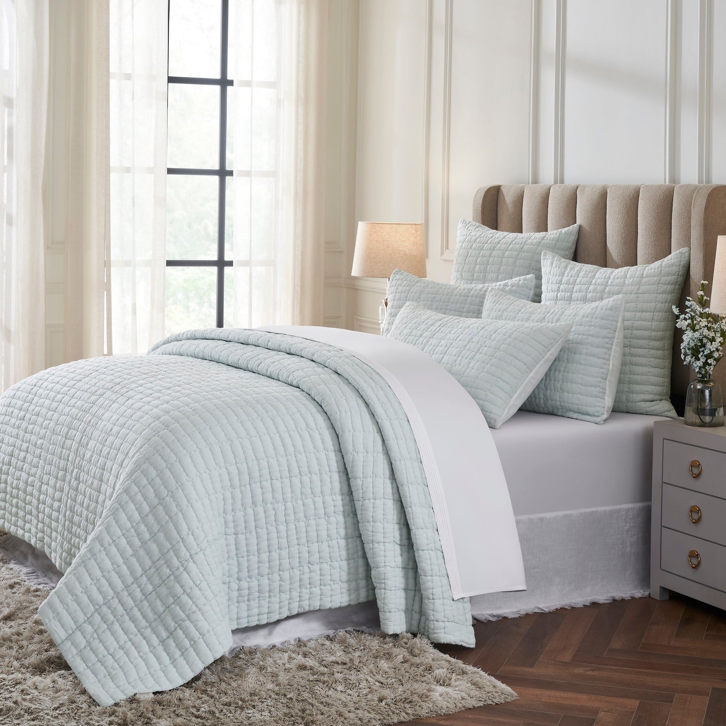 Logan Grid European Linen Quilt