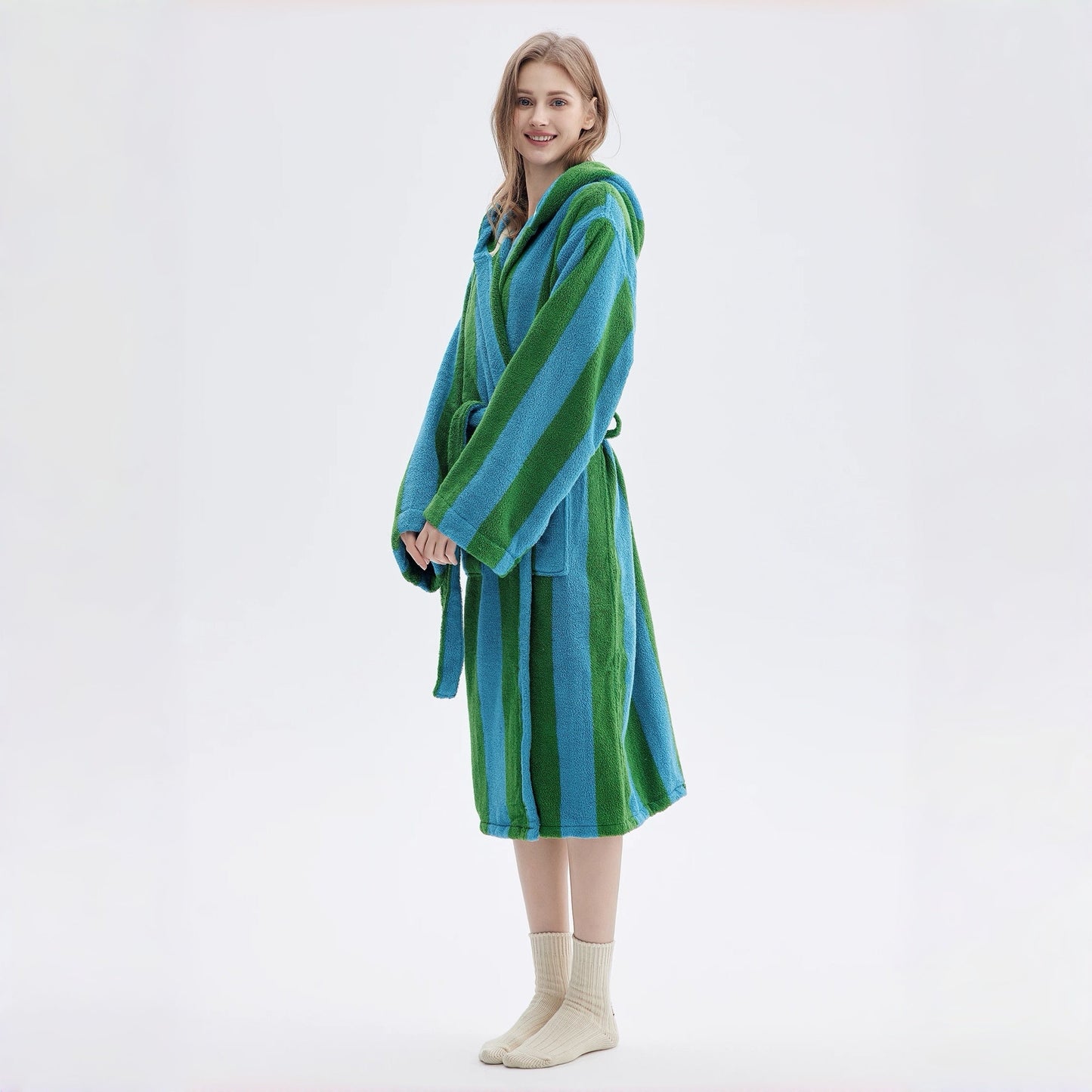Ultra Soft Retro Whimsical Stripe Bath Robe