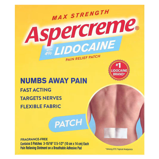 Aspercreme Max Strength Lidocaine Pain Relief Patch, 4%, 5 Count