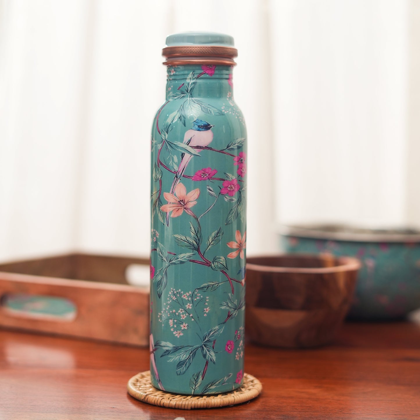 Aqua Flora Copper Water Bottle, 10 Inch