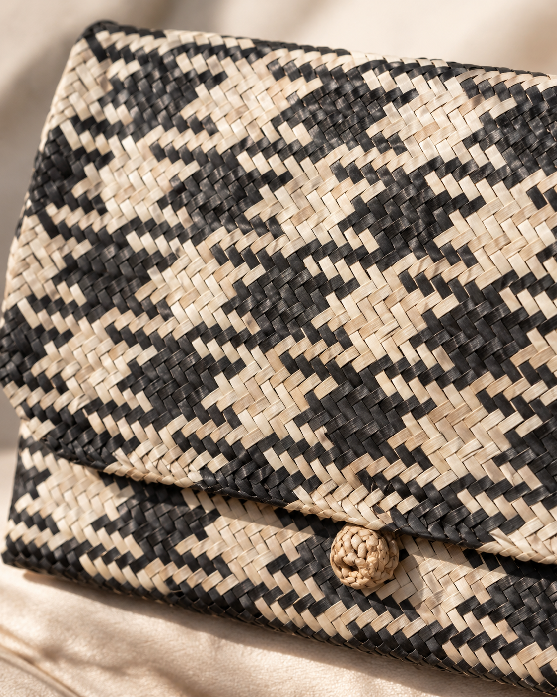 Plaid Rattan Clutch