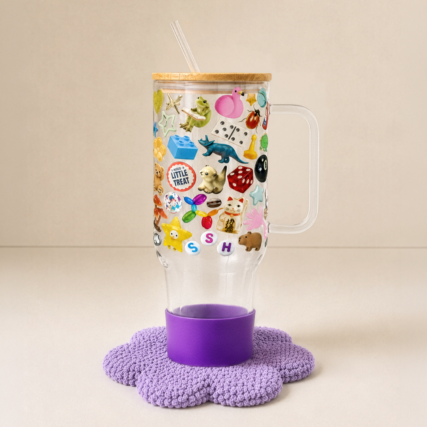 Trinket Core 40oz Tumbler, Purple Boot & Daisy Mug Rug Bundle