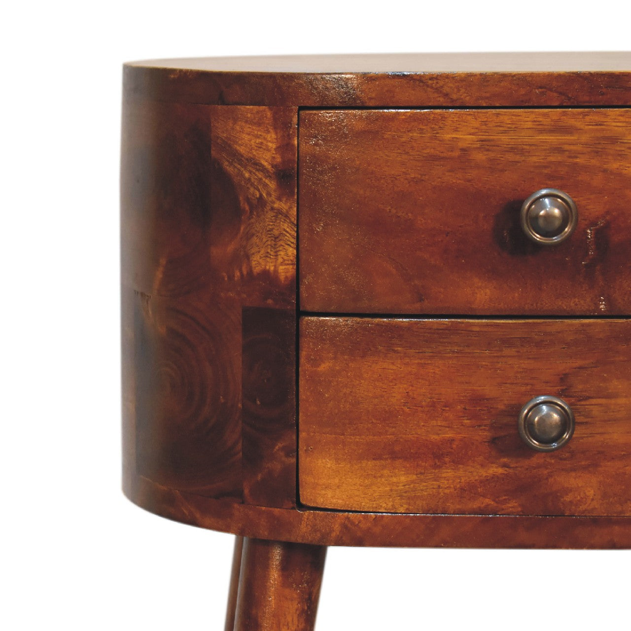 Solid Wood Mini Chestnut Rounded Nightstand