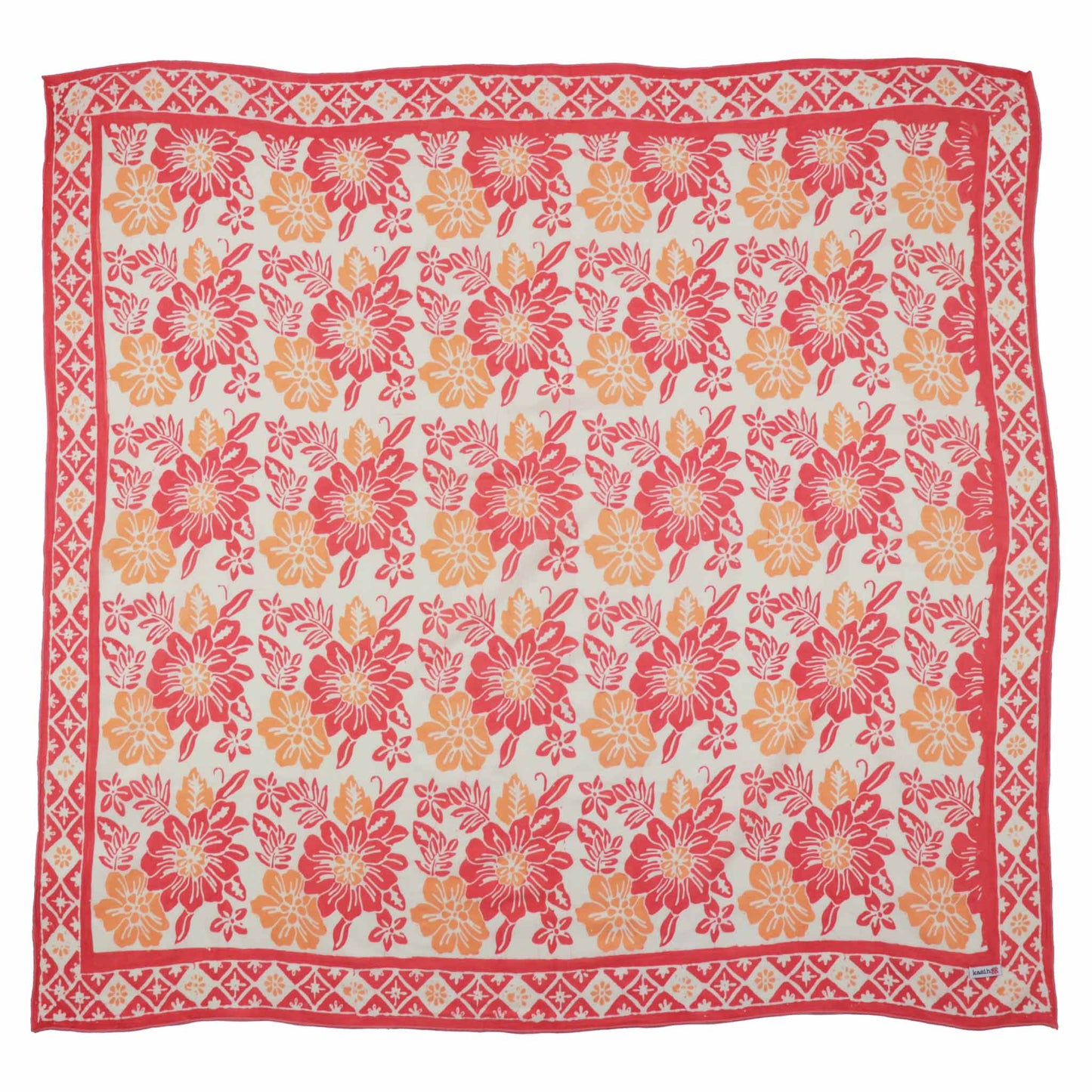 Large 39" Hand Dyed Batik Bandana - Pink Bloom
