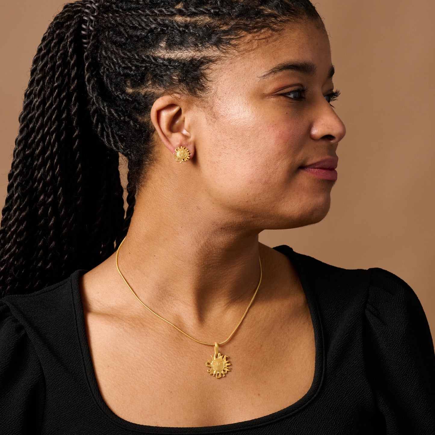 Calida Gold Plate Sun Pendant Necklace