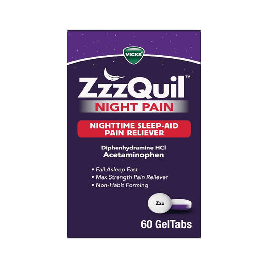 Vicks Zzz Quil Sleep Aid/Pain Reliever, Nighttime, Night Pain, Geltabs