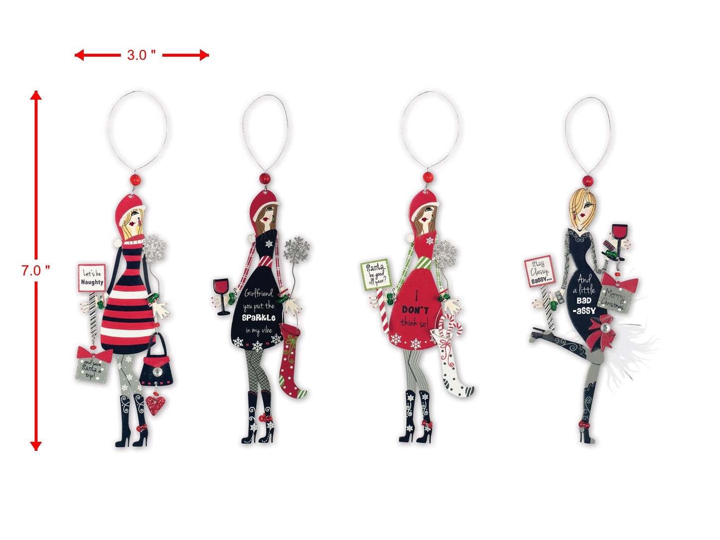 Sassy & Classy Girlfriends Ornaments - Set of 4