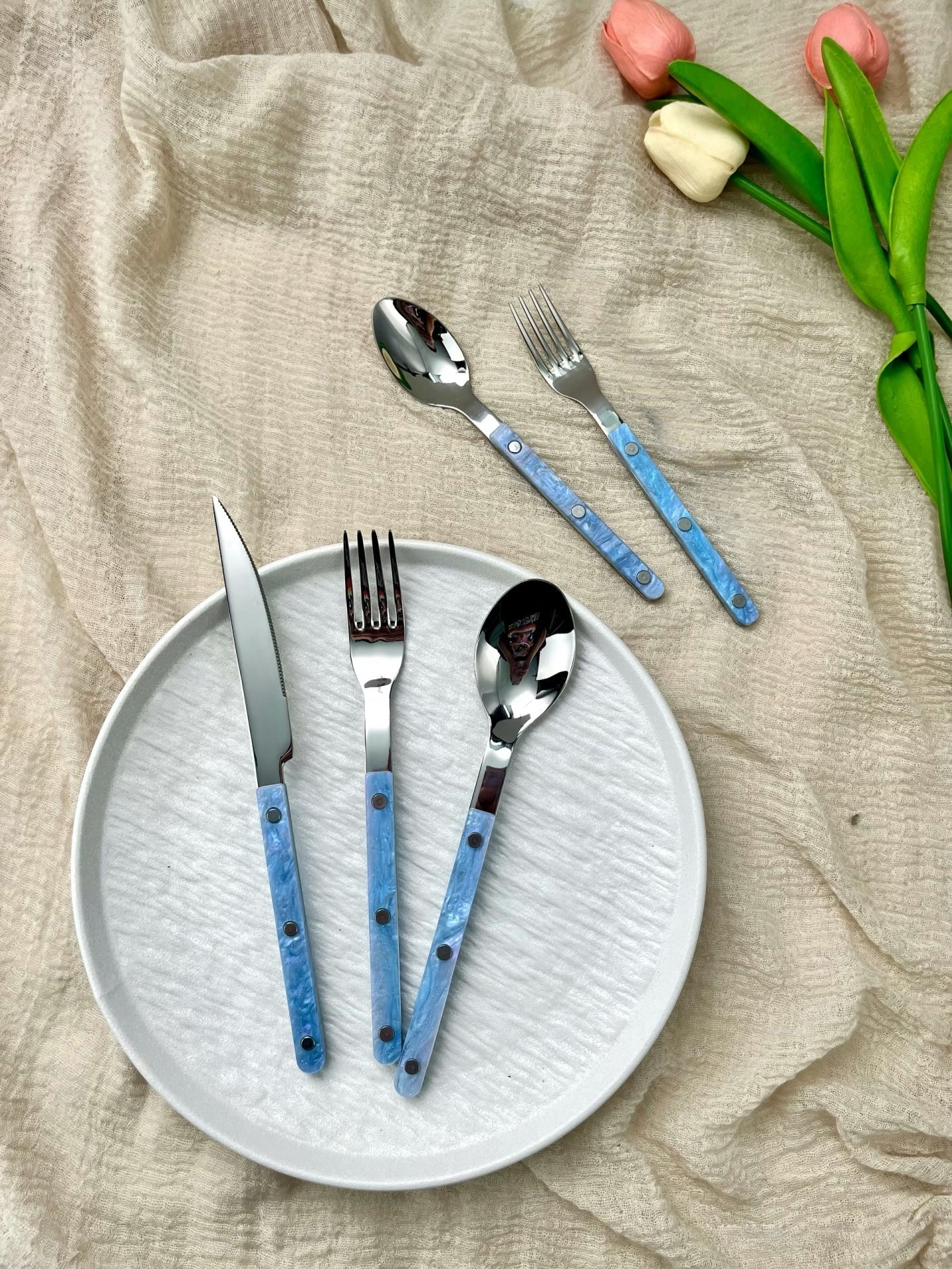 S/10 Modern Nebula Cutlery, Bistrot Style Rivet Flatware Set