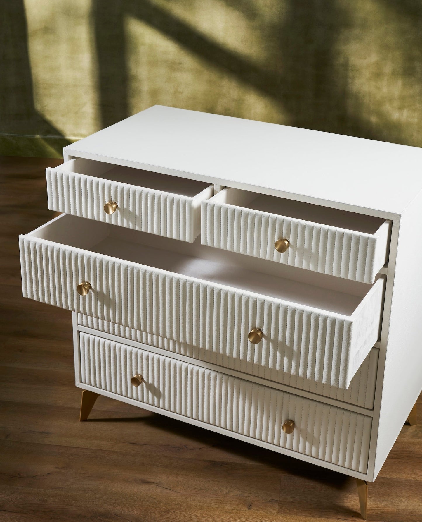 Stanford Five Drawer Leather Chest