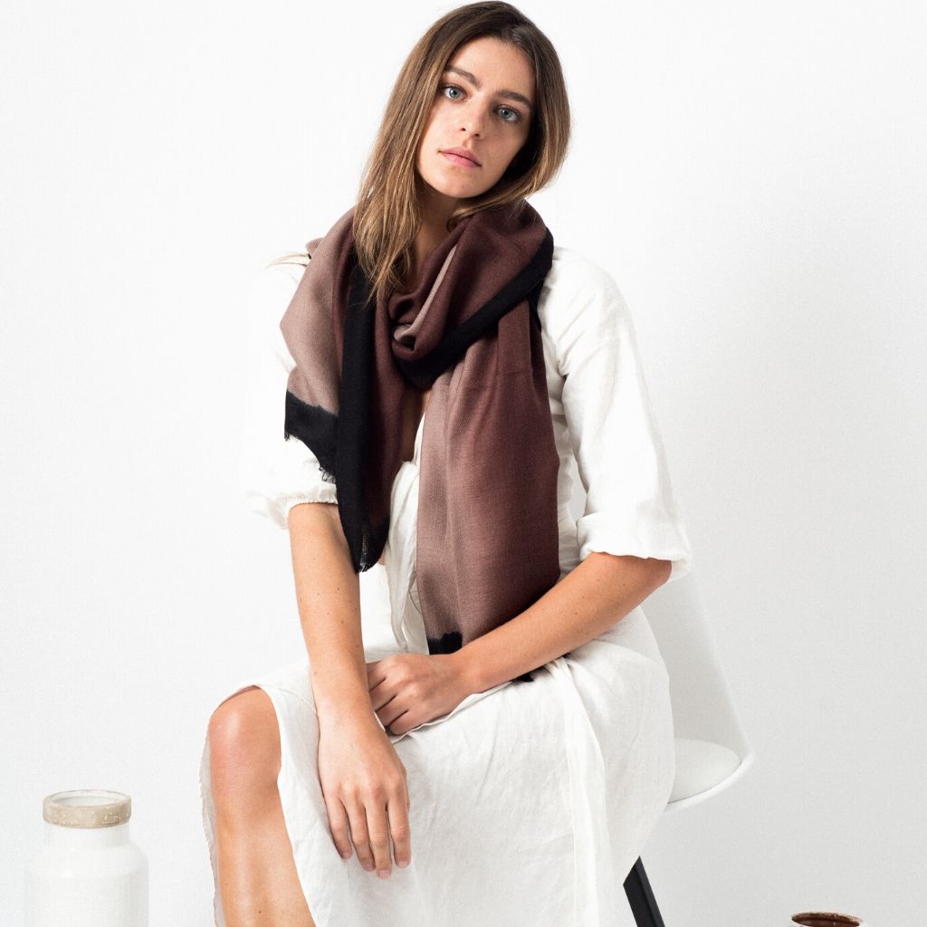 Iris Mink Cashmere Merino Handwoven Scarf