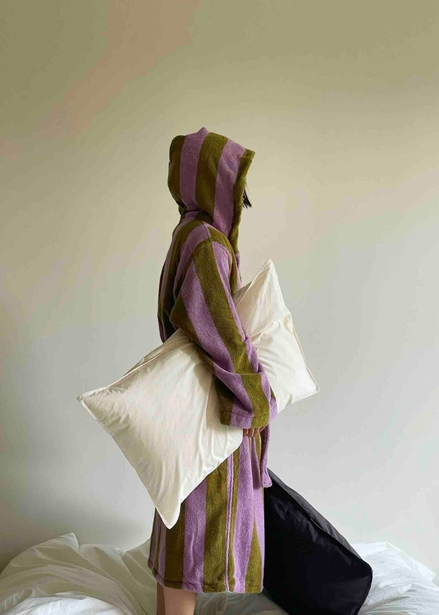 Ultra Soft Retro Whimsical Stripe Bath Robe