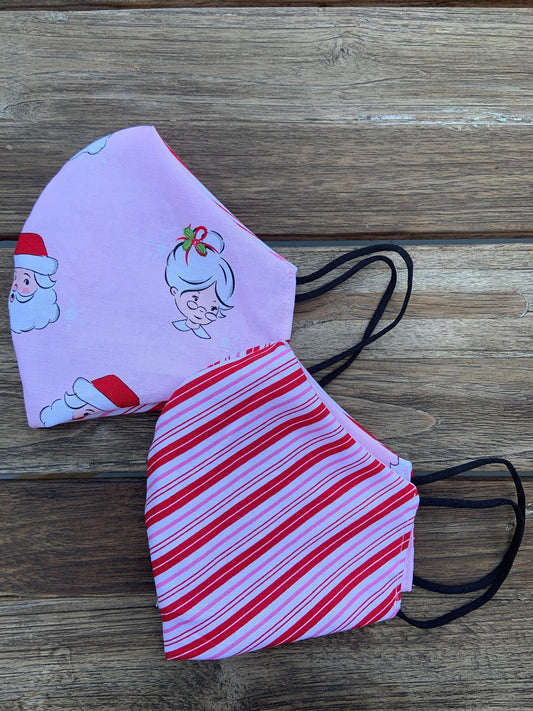 Mr. & Mrs. Claus / Candy Stripes Reversible Mask