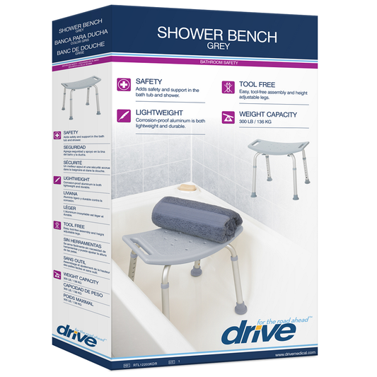 Drive Medical Bathroom Safety Shower Tub Bench Chair, Gray