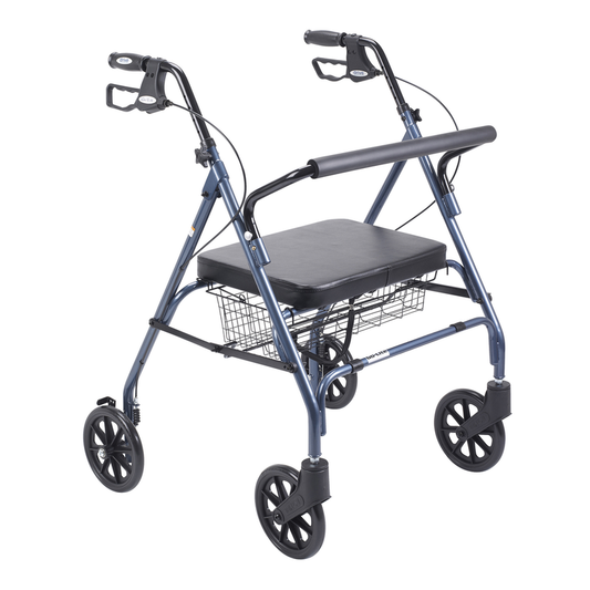 Drive Medical Heavy Duty Bariatric Blue Rollator Walker With Large Padded Seat