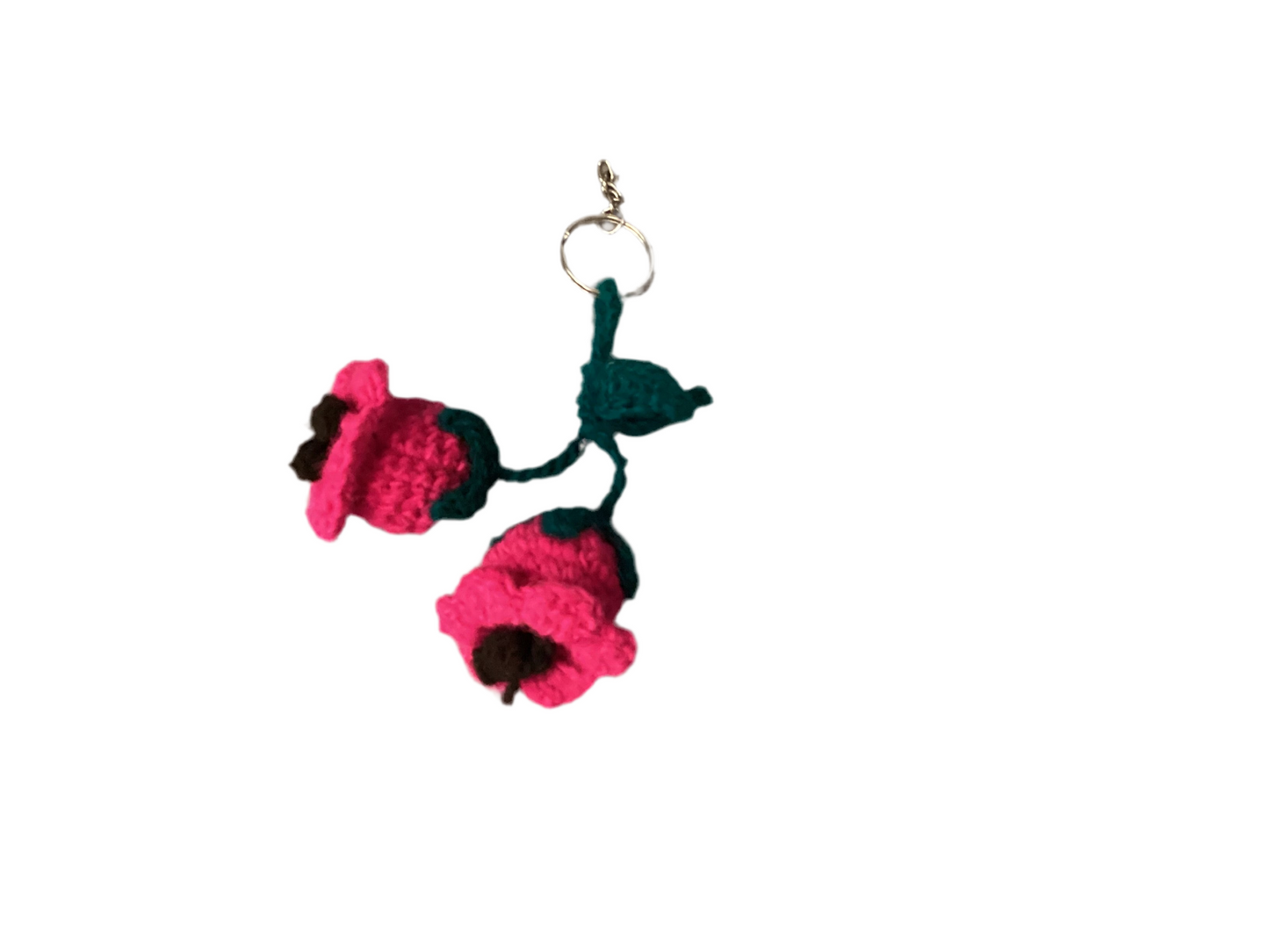 Double flower crochet keychain