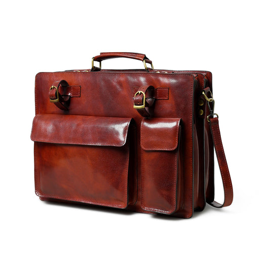Tuscany Italian Leather Briefcase, Tan - Osadia Concept Store