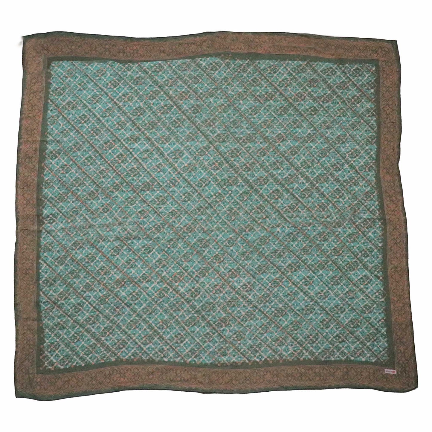 Large 39" Hand Dyed Batik Bandana - Leaf Grid