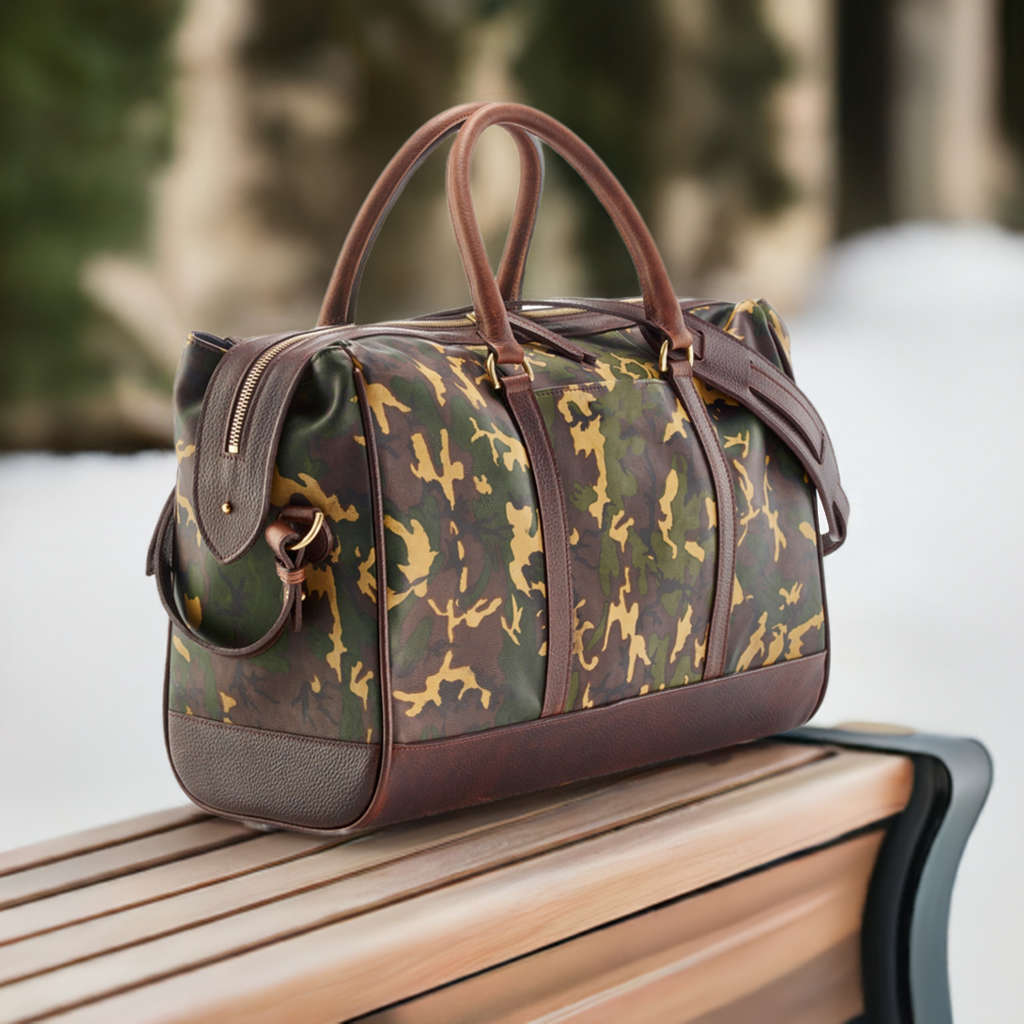 WANDERLUST Leather Weekender ~ Tan Camo