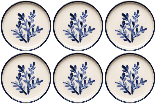 Set of 6 Floren Hand-painted Turkish Appetizer Plate 4.75 inch