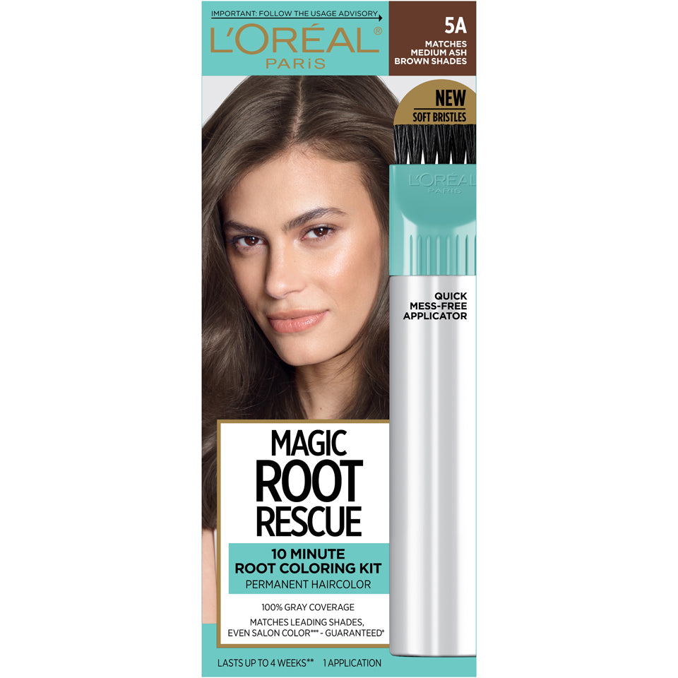 L'Oreal Paris Magic Root Rescue Permanent Haircolor Kit, Medium Ash Brown 5A, Gray Coverage