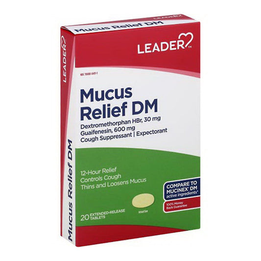 Leader Health Care Mucus Relief DM 600 Mg Cough Extended Release Tablets