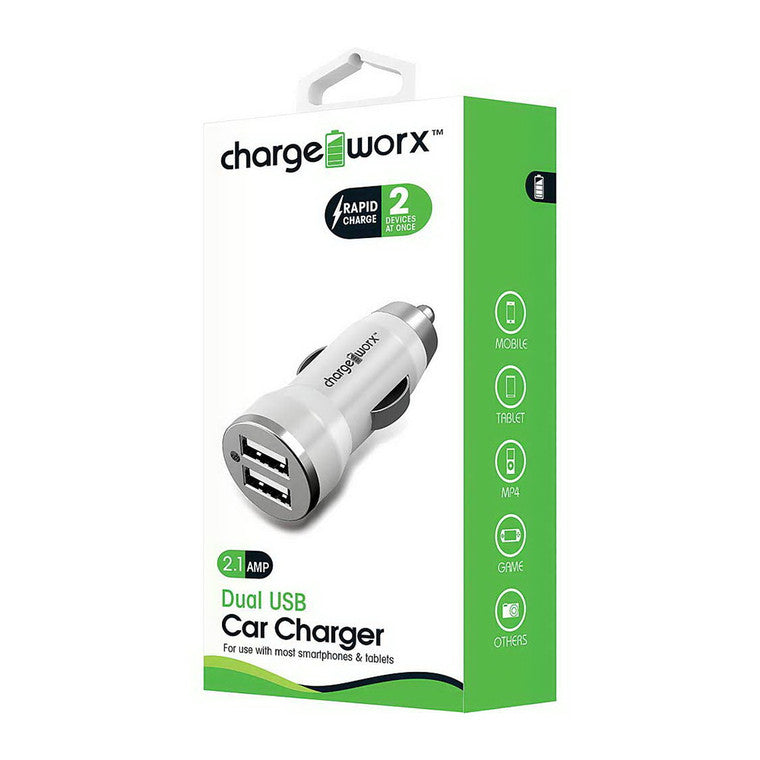 Chargeworx Charge Worx Rapid White Charge Dual Usb Car Charger