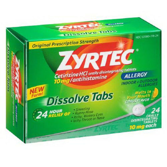 Zyrtec Original Prescription Strength 10 Mg Dissolve Tabs Citrus Flavor Allergy