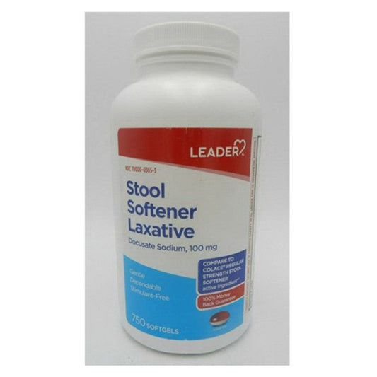 Leader Health Care Stool Softener Laxative Docusate Sodium 100 Mg Softgels