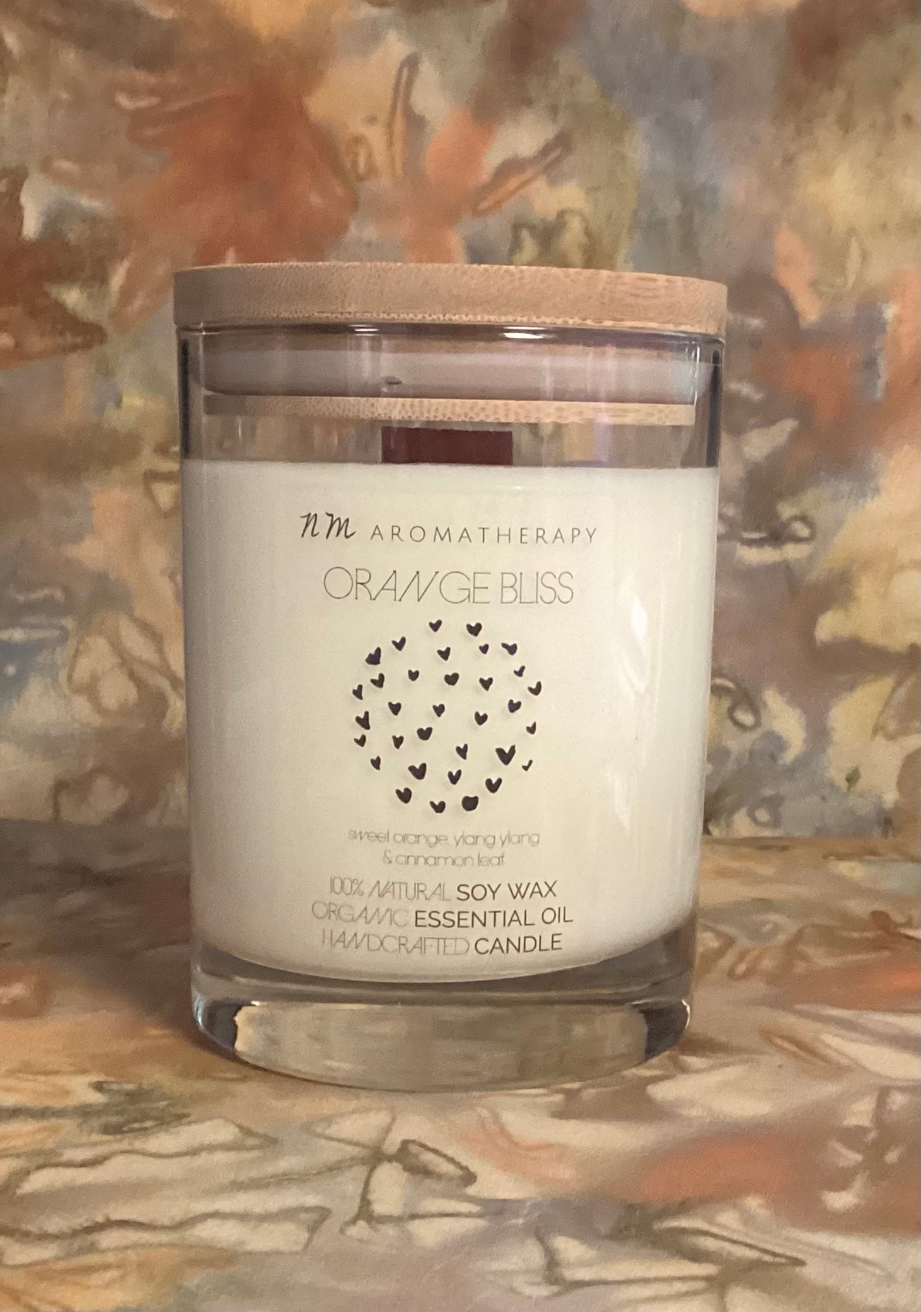100% Natural Soy Wax Candle scented with organic essential oils