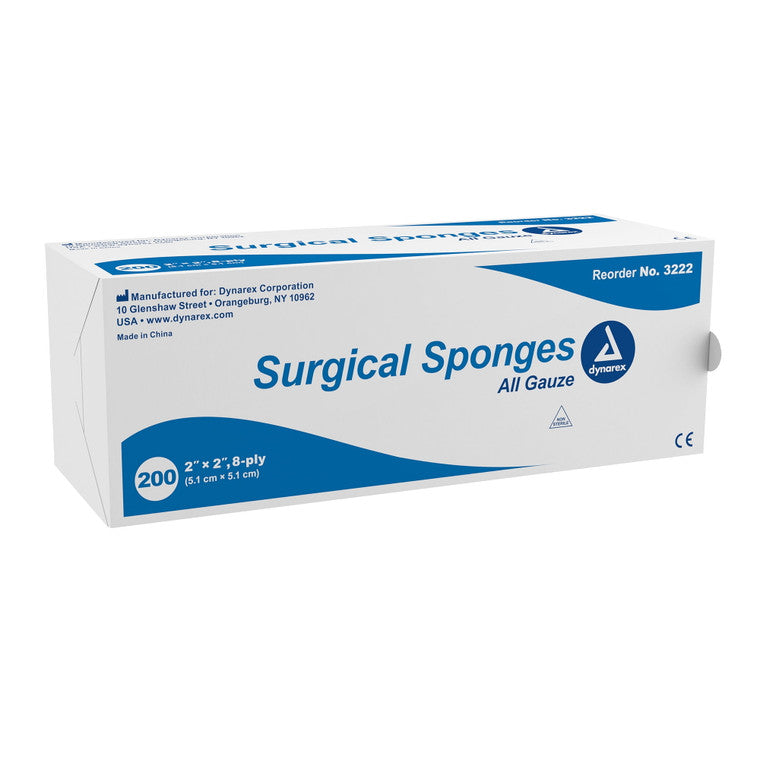 Dynarex Gauze Sponges, N/s, Pouch/200, 2x2, 8-ply