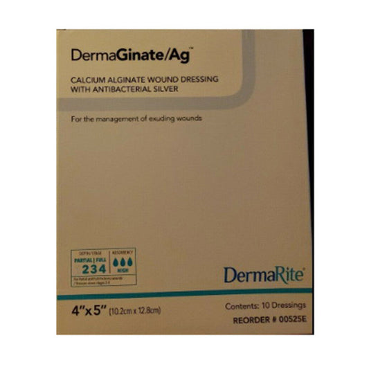 DermaGinate/ Ag Antimicrobial Silver Dressing 4" X 5" Calcium Alginate Gauze