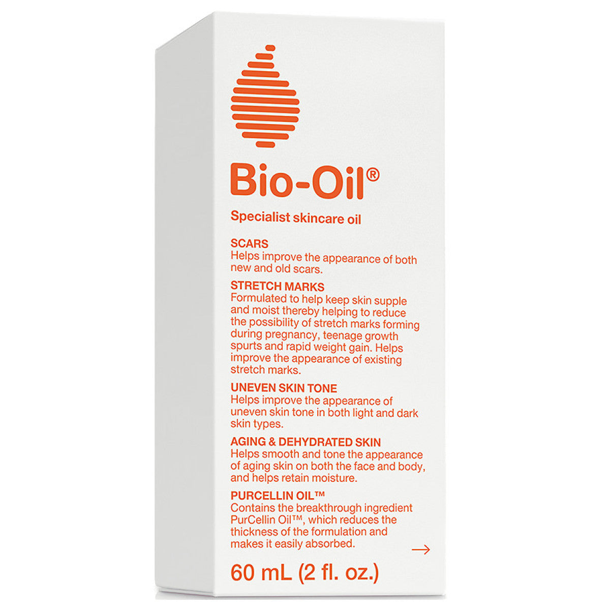 Bio-Oil Skincare Vitamin E For Scars, Stretch Marks And Uneven Skin Tone 60ml