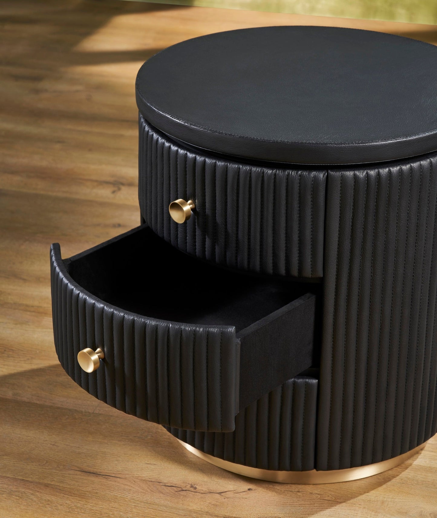 Stanford Round Leather Side Table