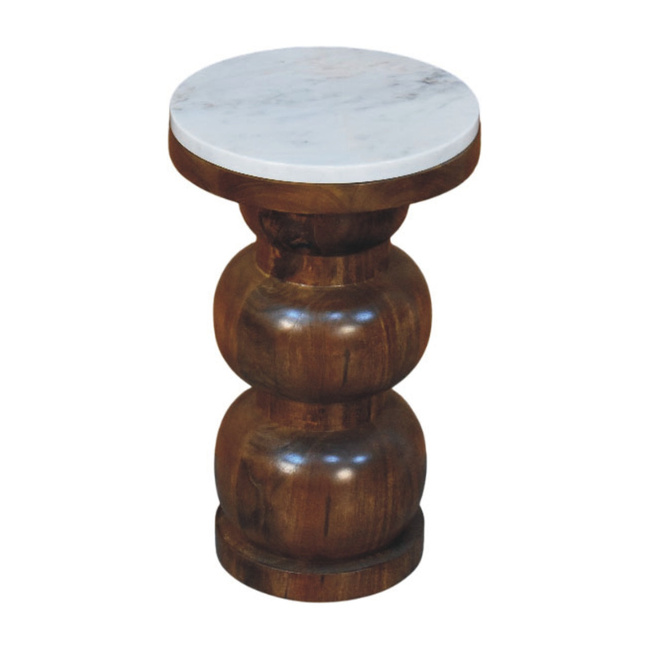 Artisan Furniture Solid Wood Marble Top Bulla Side Table